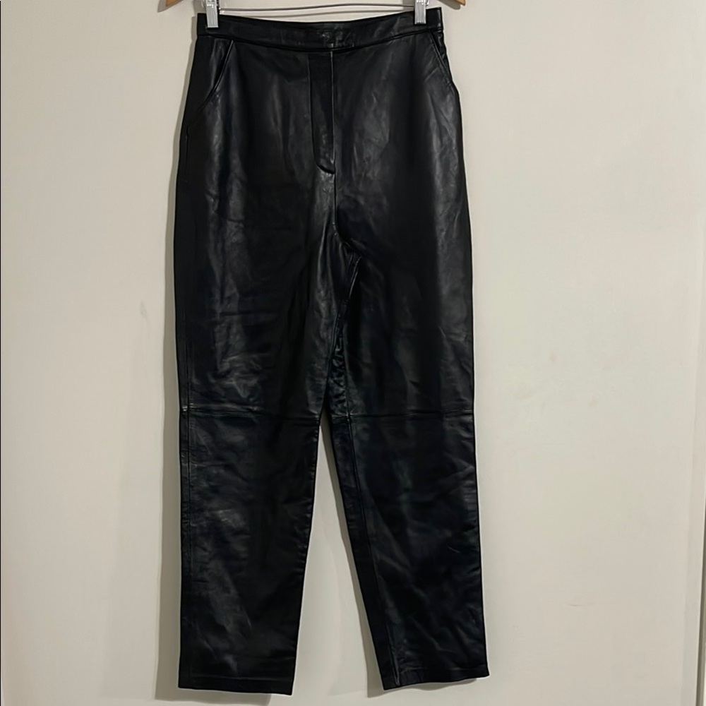 Alfani vintage Black moto Leather Pants 10
